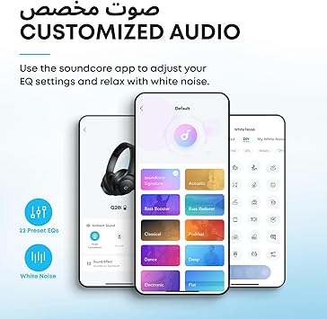 Soundcore by Anker Q20i Hybrid Active Noise Cancelling Headphones, Wireless Over-Ear Bluetooth, 40H Long ANC Playtime, Hi-Res Audio, Big Bass, Customize via an App, Transparency Mode