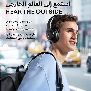 Soundcore by Anker Q20i Hybrid Active Noise Cancelling Headphones, Wireless Over-Ear Bluetooth, 40H Long ANC Playtime, Hi-Res Audio, Big Bass, Customize via an App, Transparency Mode