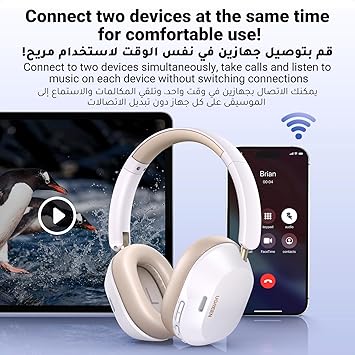 UGREEN HiTune Max5C Headphones Wireless, 75H Playtime, Adaptive Noise Cancelling, Hi-Res Sound Bluetooth 5.4 Over-ear Headsets, Custom EQ & Multiple Connection via App, Foldable Retractable Earphones