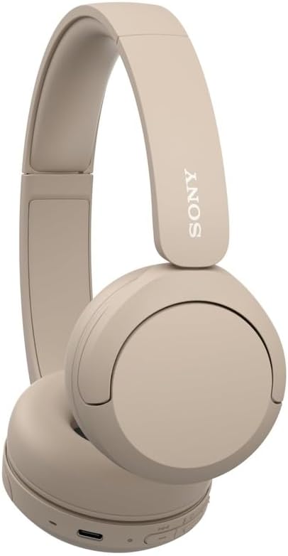 Sony WH-CH520 Wireless Headphones, 50 hours battery life, Clearer hands-free calling, Multipoint Connection, On-ear style, Cream, UAE Version - 1-Year warranty