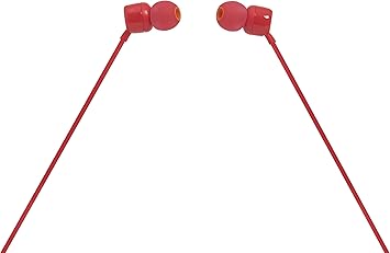 JBL Tune 110 Wired In-Ear Headphones, Deep and Powerful Pure Bass Sound, 1-Button Remote/Mic, Tangle-Free Flat Cable, Ultra Comfortable Fit - Black, JBLT110BLK